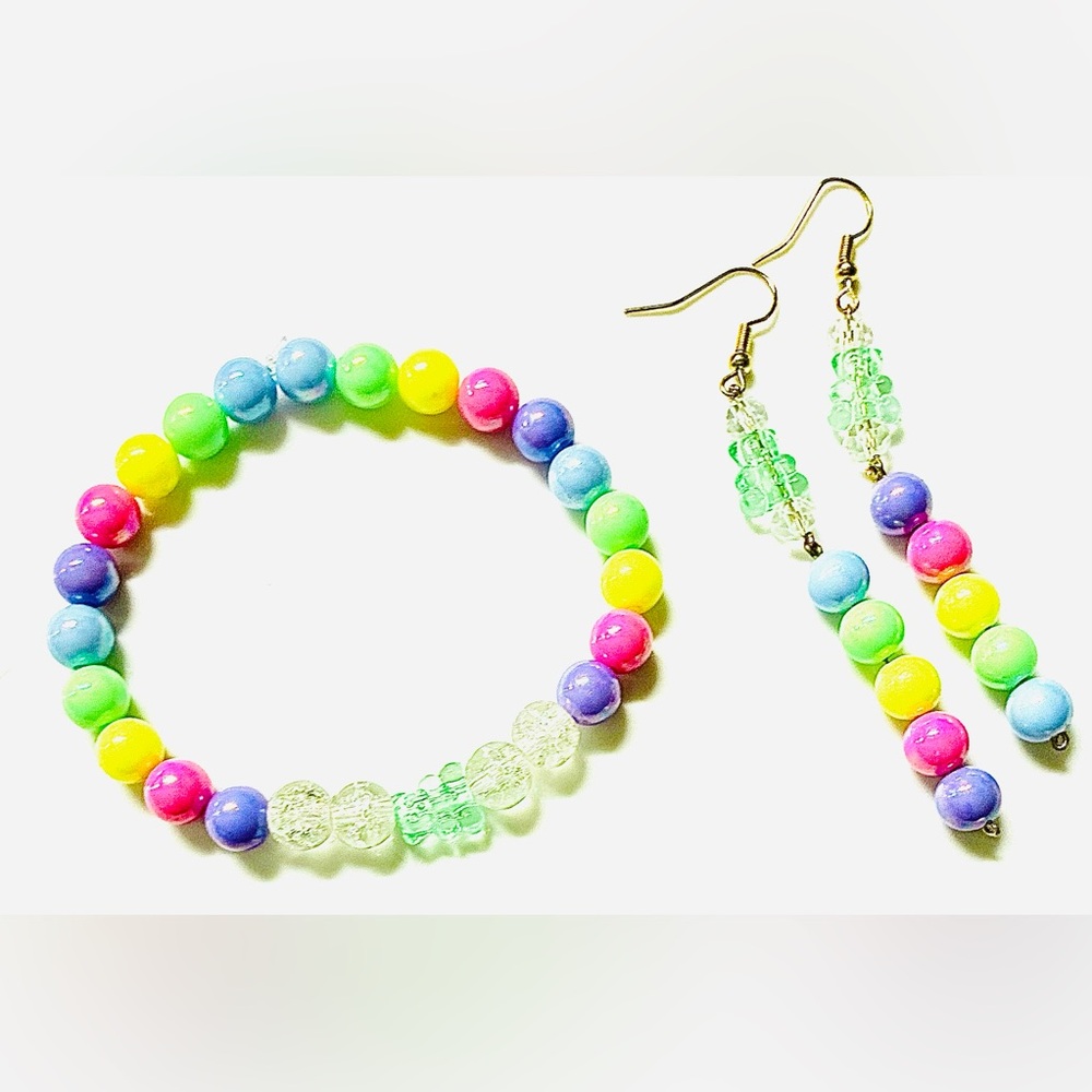 Colorful Beaded Bracelet and Earring Set